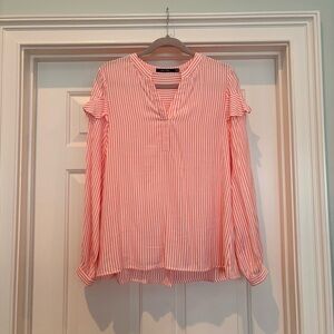 Pink Striped Blouse S NWOT